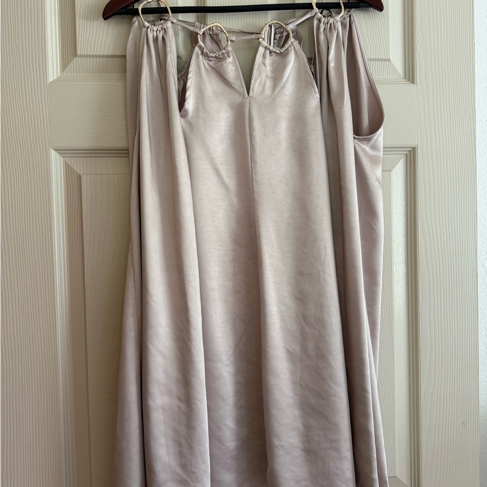 Elliatt Tan Maxi Dress Tie Front A-Line Resort Wear